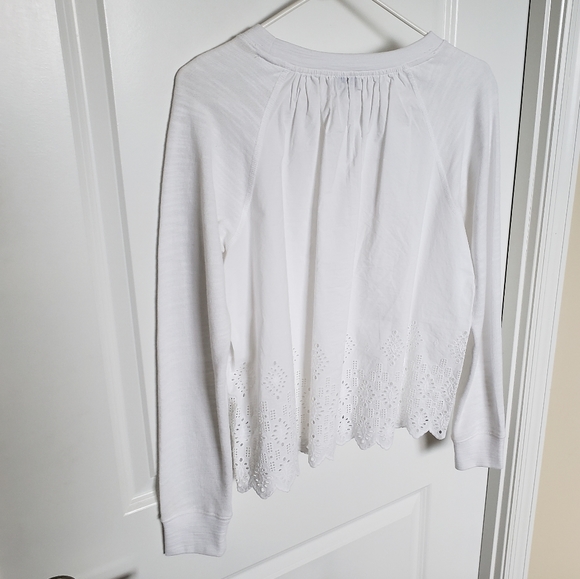 J.Crew Factory White Eyelet Back Sweatshirt - Picture 7 of 11